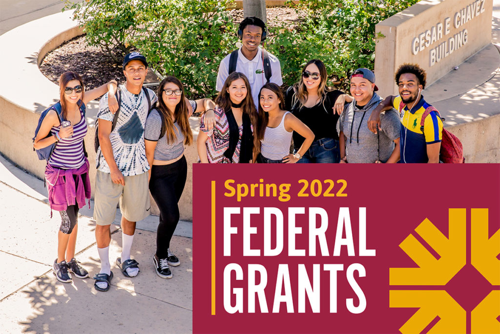 SWC students with spring 2022 federal grants graphic overlay