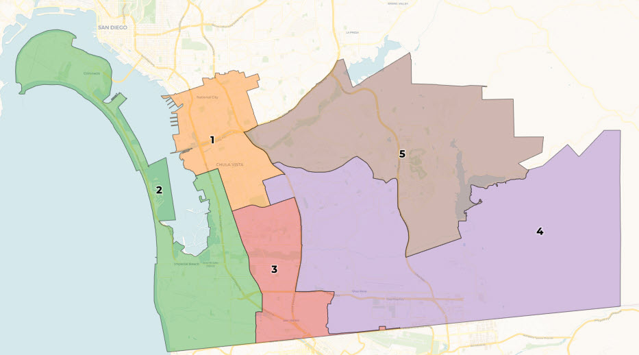 outline of the five nw voting districts