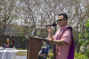 Professor Joseph Ruanto-Ramirez of Asian American Studies at Southwestern College (SWC) and SWC alumnus, speaking at the Inaugural Asian, Asian American, Native Hawaiian, and Pacific Islander (AAANHPI) Heritage Month Celebration.