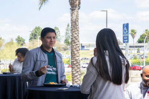 Southwestern College students holding a conversation during the Black Student Success Week event.